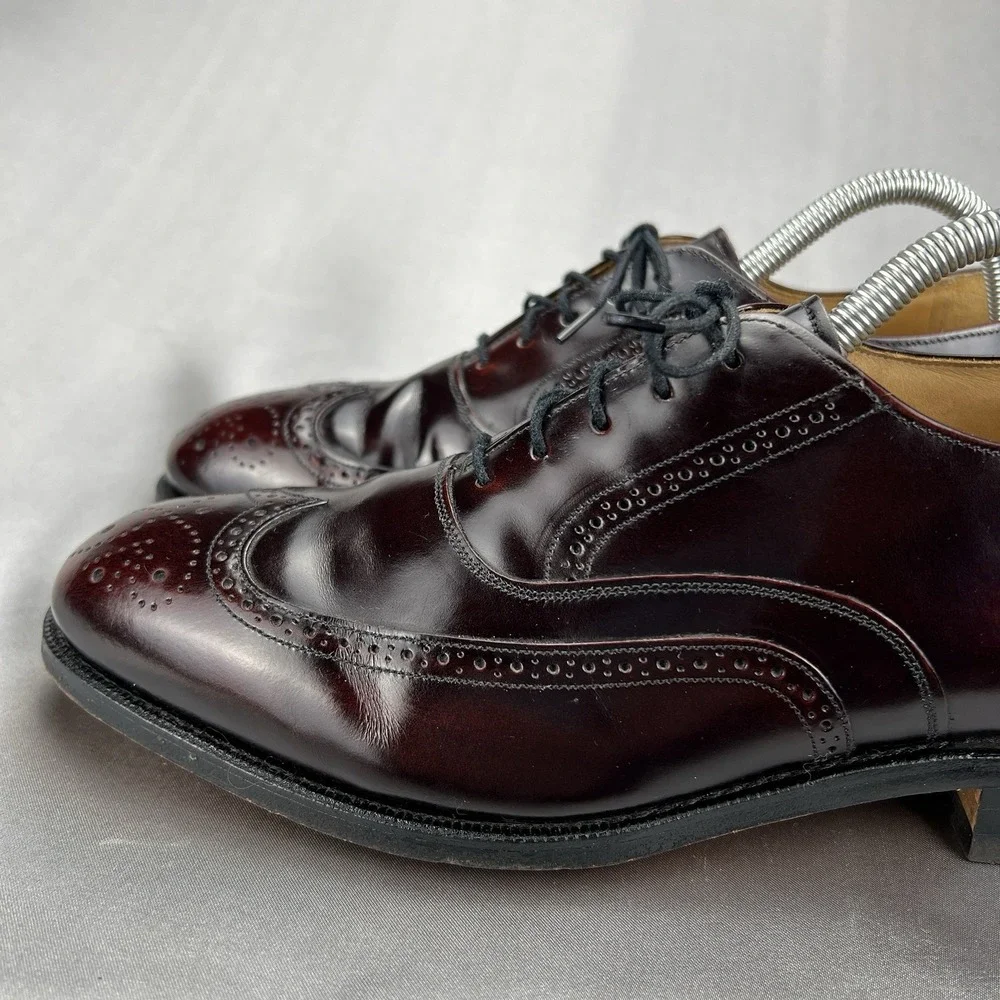 Johnston Murphy Optima Burgundy Wingtip Oxford Brogue Shoes Men's 7.5 D Business
